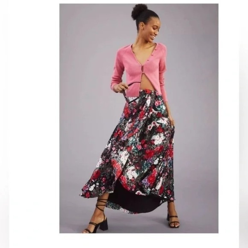 Anthropologie Hutch Floral Wrap Maxi Skirt‎ Garden Boho Cottage Women's Sz S B4